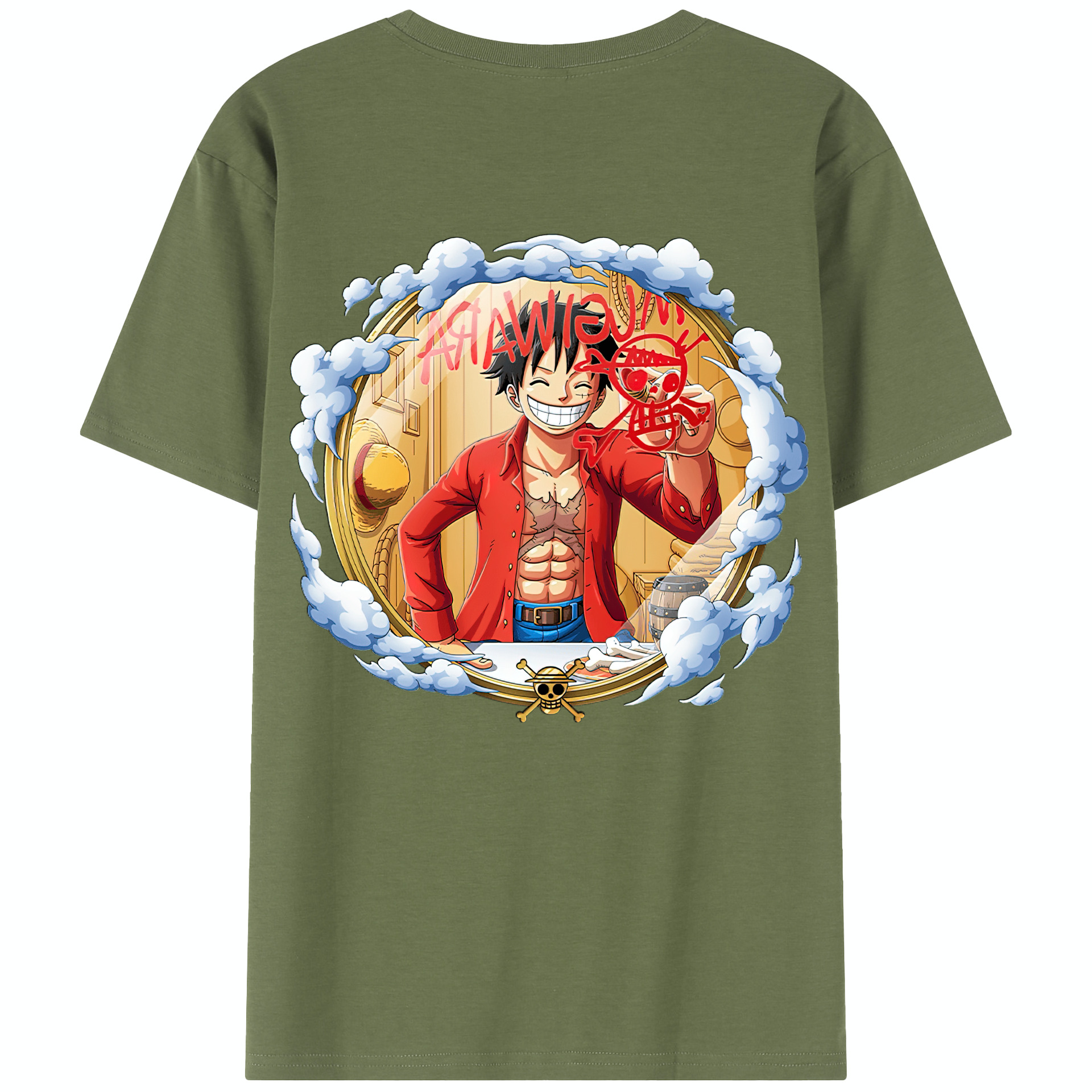 ワンピース モンキー・D・ルフィ ONE PIECE Monkey D. Luffy 綿100％半袖Tシャツ（背面プリント）